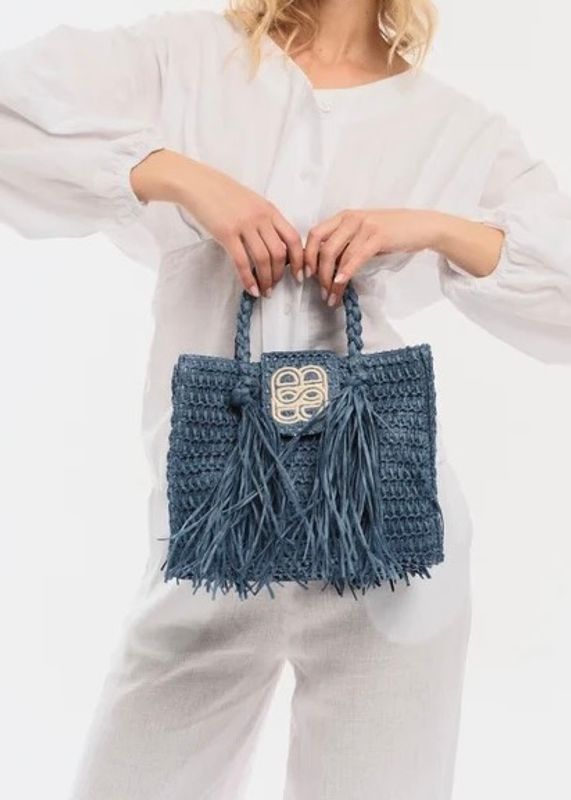 ELLA&IL - Sigrid Straw Veske Blue