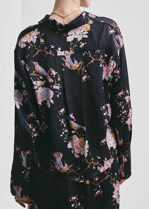 BYTIMO - Satin Skjorte Midnight Birds 2610768 515