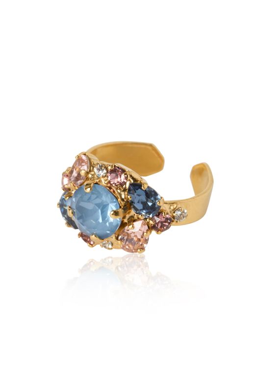 CAROLINE SVEDBOM - Molly Ring Gold Smoked Blue Combo