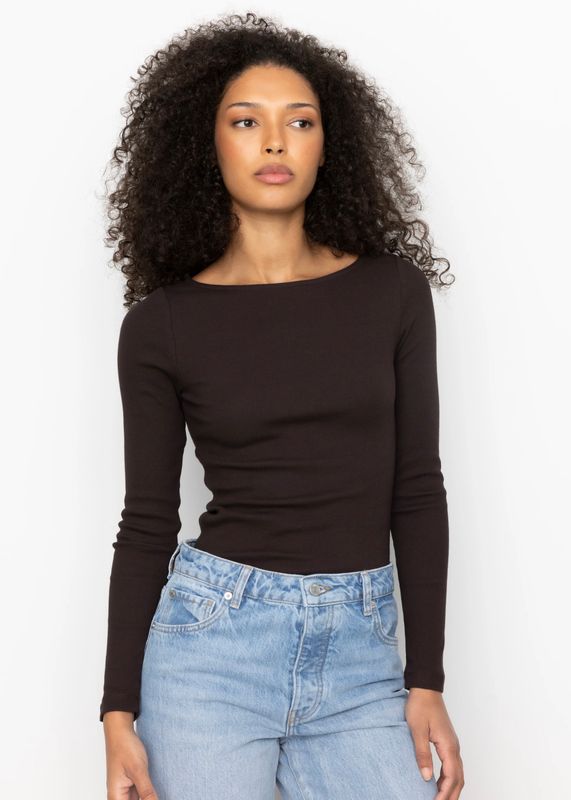 CAMILLA PIHL - Petronella Rib Boatneck Genser Dark Brown