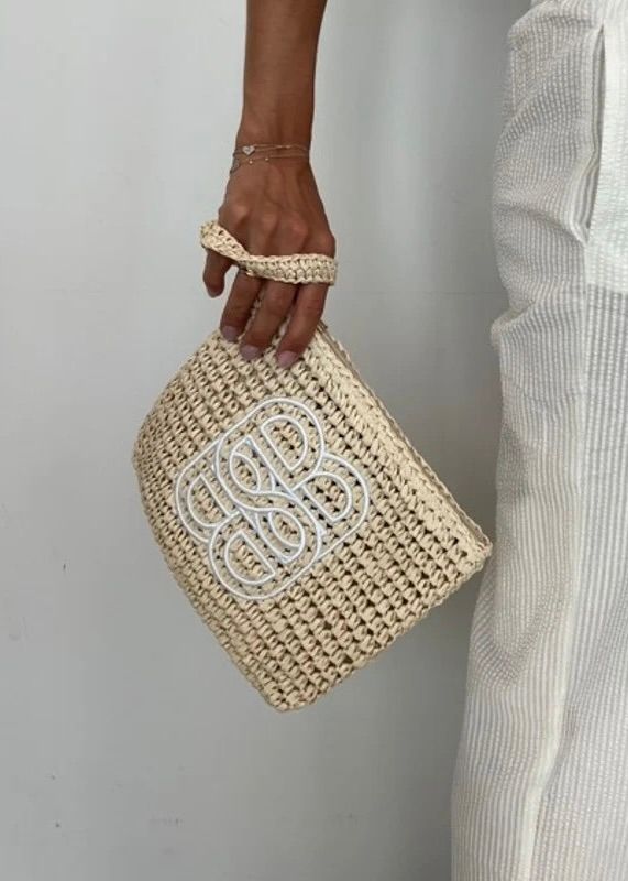 ELLA&IL - Mim Straw Clutch Beige