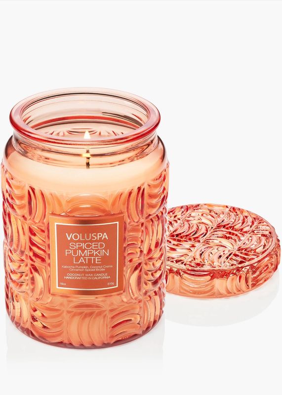 VOLUSPA - Spiced Pumpkin Latte Large Glass Jar Duftlys