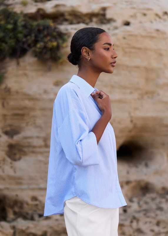 RICCOVERO - W Venice Skjorte Blue White Stripes 515