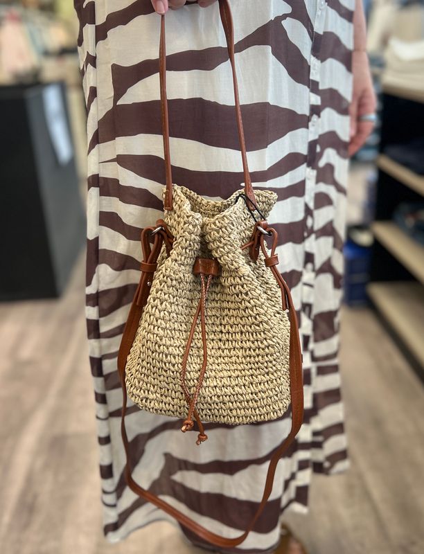 DAY ET - Small Natural Straw Bucket Bag Starfish Beige 3262475552